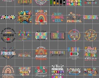 60+ Principal Png Bundle, Appreciation Gift, Gift for Principal Lover, School Principal Png, Retro, Principal Shirt Design Png, Digital File