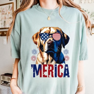 Patriotic Labrador Retriever Dog Merica US Flag 4Th Of July Png, USA Labrador Retriever PNG, American Flag Pickup, 4th of July Dog Lover Png