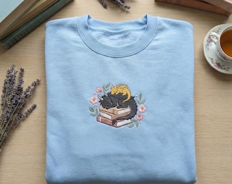 Dragon Book Embroidered Sweatshirt, Fantasy Book Reader Sweater, Fourth Wing Inspired Shirt, Basgiath War College Fan Gift
