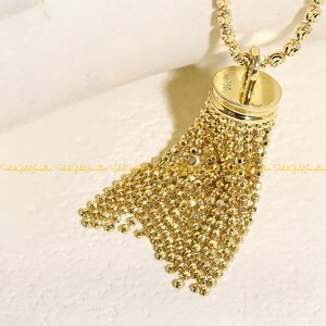 18K Solid Gold Bead Tassel Necklace Pendant