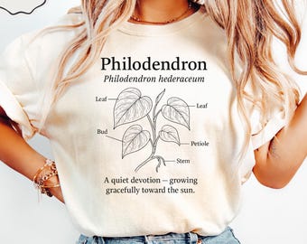 Philodendron hederaceum comfort colors® shirt: botanical heartleaf plant illustration | philodendron lover gift | heart leaf plant tee