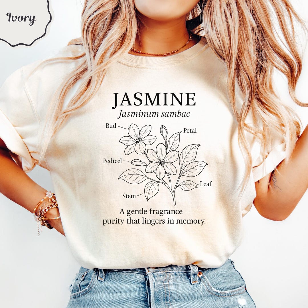 Jasmine Flower Comfort Colors® Shirt: Botanical Line Art | Plant