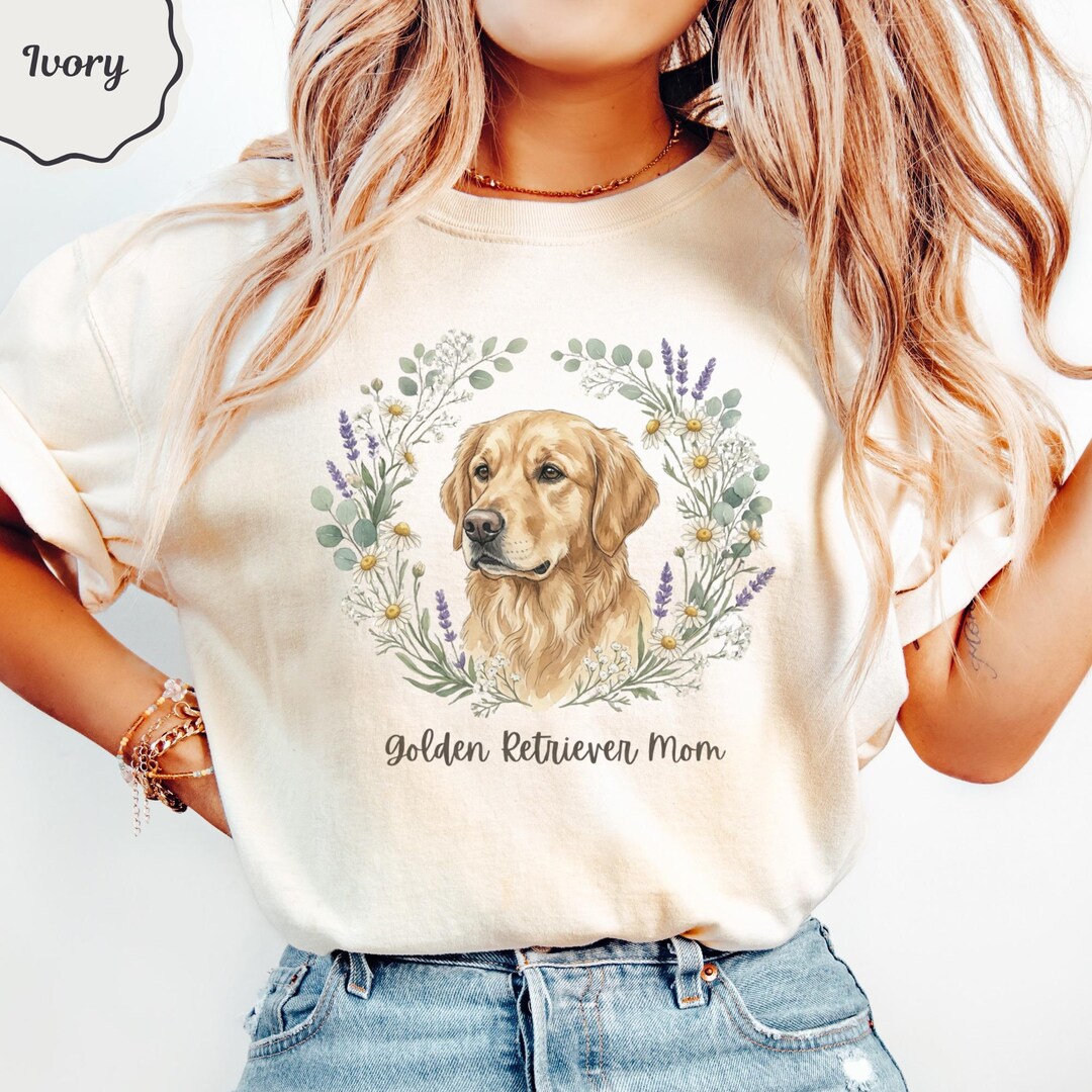 Golden Retriever Mom Comfort Colors® Shirt, Wildflower Floral Tee, Dog ...