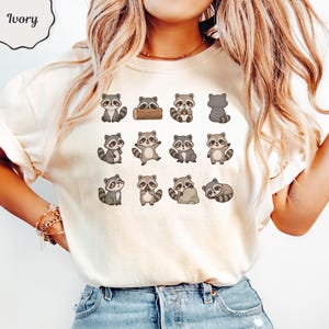 Raccoon expression sheet comfort colors shirt kawaii raccoon grid tee cute woodland animal graphic tshirt cottagecore gift