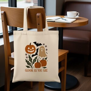 Halloween Tote Bag: Spooky Ghost, Pumpkin & Bat Design