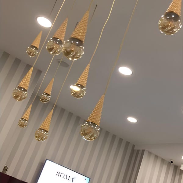 Abajures em formato de casquinha de sorvete - Conjunto de 5 - Decoração divertida para café
