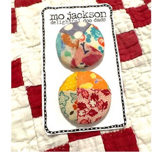 Vintage and Antique Quilt Block Covered Buttons | Set of 2 | Instant Charm | Set #32