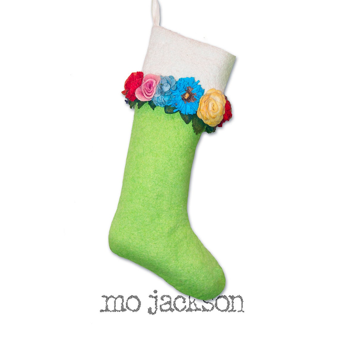 Personalized Flower Christmas Stocking Handmade Wool Felt Etsy