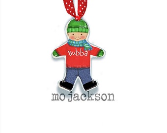 christmas ornament personalized winter boy