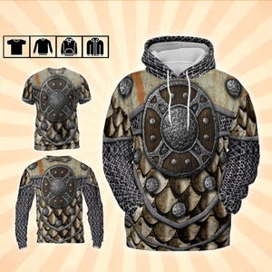 Cosplay Chainmail Armor Hoodie Shirt – Fan Costume for Halloween, Conventions | Nerdy Outfit for Gamers & Character Lovers