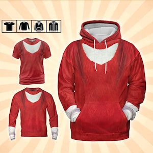 Cosplay Red Edchina Silly Hoodie Shirt – Fan Costume for Halloween, Birthday Gift for Kids, Blue Hedgehog Fan Lover, Retro Game
