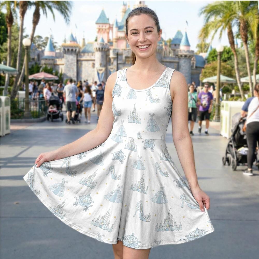 Discover Princess Cinde Skater Dress, Glass Slipper Carriage Castle Outfit, Magic Kingdom Disneybound Princess Party Gift
