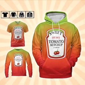 Cosplay Tomato Sauce Ketchup Hoodie Shirt – Fan Costume for Halloween, Conventions | Nerdy Outfit for Gamers & Character Lovers