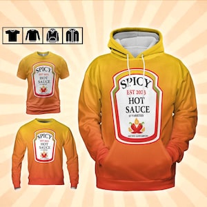 Cosplay Hot Sauce Hoodie Shirt – Fan Costume for Halloween, Conventions | Nerdy Outfit for Gamers & Character Lovers