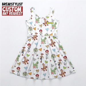 Abito da pattinatrice Disney Toy Story con palloncini personalizzabile, abito personalizzato di Woody Buzz di Toy Story, abito per il Pixar Fest, abito per il costume di RunDisney di Andy's Room immagine 2