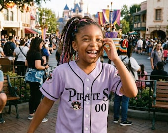 Personalisieren Sie Disney Piraten Minnie Maus Violet Baseball Jersey, Benutzerdefinierte Disney Pirates, Piratenleben, Disney Cruise Shirt, Mickey und Freund