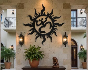 Taino Symbols Metal Wall Art, Coqui Sun Metal Sign, Puerto Rican Coqui Sun Decor, Puerto Rican Pride Metal Decor, Taino Home Decor