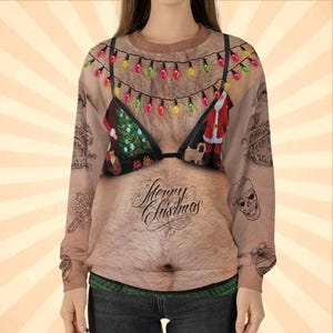 Custom name Ugly Christmas Sweater Funny Fat Green Bikini - Acrylic wool Sweaters for men, Christmas gift for mom