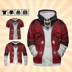 Cosplay Vi Fighter Red Hoodie Shirt – Fan Costume for Halloween, Conventions | Nerdy Outfit for Gamers & Character Lovers
