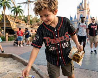 Personalisieren Disney Pirates Micky Maus Schwarz Baseball Jersey, Benutzerdefinierte Disney Pirates, Piratenleben, Disney Cruise Shirt, Mickey und Freunde