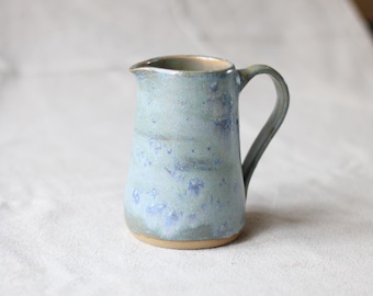Handmade Speckled Blue Ceramic Milk Jug – Rustic Stoneware Pitcher
