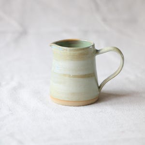 Light Moss ceramic jug - small milk pourer - hand-thrown pottery gift