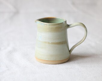 Light Moss ceramic jug - small milk pourer - hand-thrown pottery gift