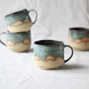 Tazza da caffè in ceramica fatta a mano – Ceramica intagliata Glacier Mountain