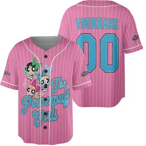 Personalized The Powerpuff Girls Baseball Jersey, Custom The Powerpuff Girls Jersey Shirt, The Powerpuff Girls Baseball Team Outfit