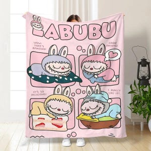 Personalized Labubu Blanket, Personalized Blanket With Labubu Theme Labubu lover Gift, Gift for Her, Labubu Blanket,Kids Blanket For Girls,