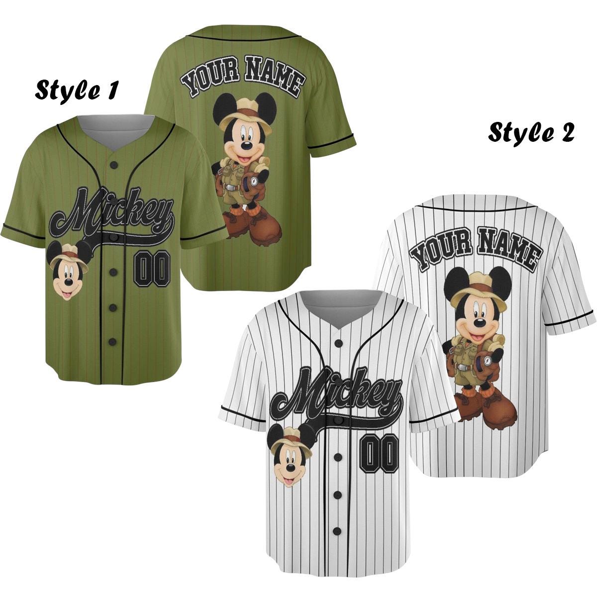 Discover Custom Name Mickey Mouse Safari Baseball Jersey