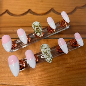 Medium-Length Almond French-Tip 420 Press On Nails