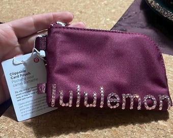 Lululemon custom rhinestone clippable card pouch