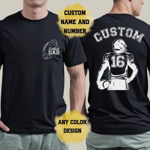 Comfort Colors Custom Football Name and Number Tshirt Football Shirt Football Game Day Shirt, Gift For Player Shirt Football Team Shirt Gift