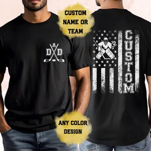 Comfort Colors Custom Hockey Dad Shirt Personalized Team Name Tee Ice Hockey Gift for Dad Game Day Shirt Sports Fan Top Hockey Apparel