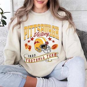 Pittsburgh Football Vintage Sweatshirt T-Shirt, Geschenk für Fußball-Fan, Übergroßes Pittsburgh T-Shirt, Vintage Unisex Pittsburgh Rundhalsausschnitt
