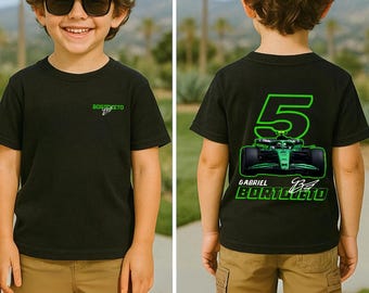Gabriel Bortoleto F1 Racing Tee: Number 5 Cotton Shirt