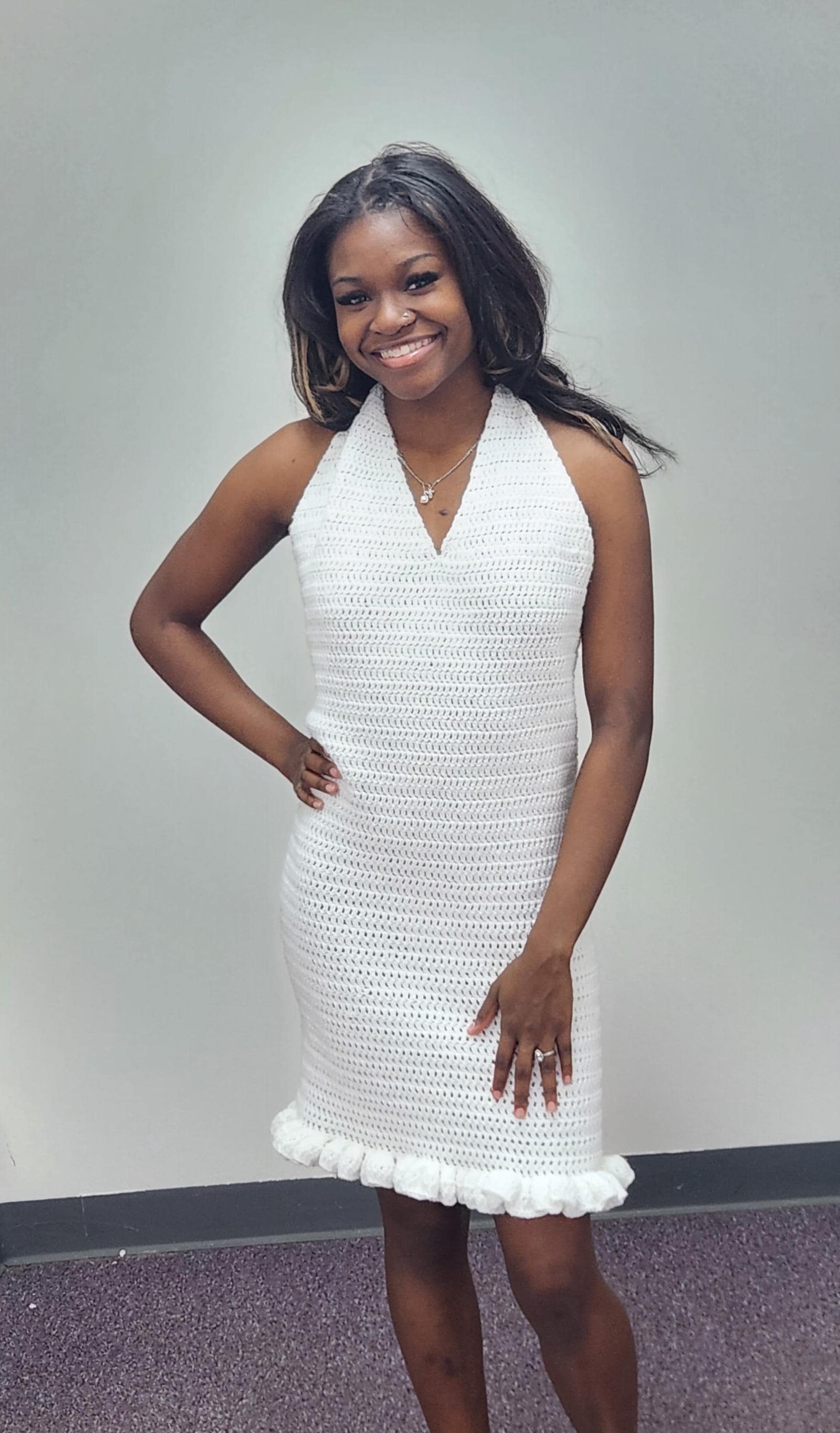 white christmas dresses Patbo Natural Crochet Plunge Mini Dress main image 0