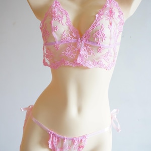 Lace Floral Embroidered Lingerie Set,Flower Lingerie