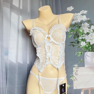Floral Embroidered Lingerie Set,Lace Flower Lingerie