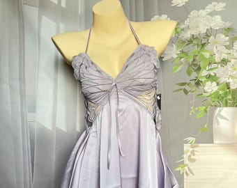 Purple Butterfly Embroidered Flower Nightdress,Lingerie Set,Lace Lingerie