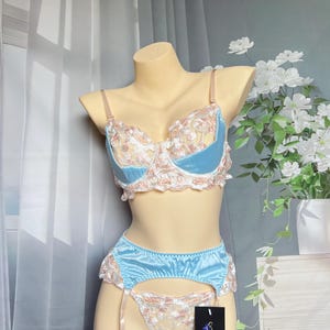 Floral Embroidered Lingerie Set,Lace Flower Lingerie