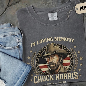 Chuck Norris Tribute Shirt & Sweatshirt– Western Cowboy Portrait, Americana Graphic Tee