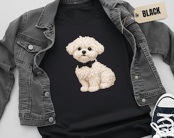 Faux Yarn Maltese Dog Shirt & Sweatshirt, Puppy Lover Gift, Pet Illustration Baby Tee