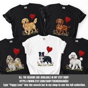 Faux Yarn Chihuahua shirt, puppy love shirt, yarn heart balloon, valentine dog tee style for tiny-dog fans. A cute Chihuahua with big ears holding a red yarn heart balloon string, finished with soft floral details for everyday wear.