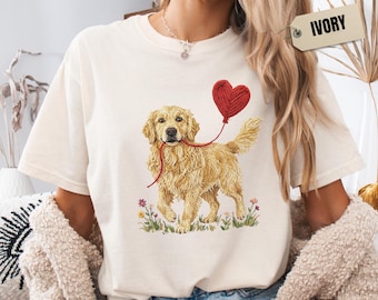 Faux Yarn Golden Retriever Heart Balloon Shirt & Sweatshirt – Puppy Love Gift