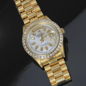 Rolex 18K Yellow Gold Diamond Rolex President Wrist Watch