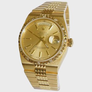 Rolex Mens 18kt Gold Diamond Rolex 19038 Pyramid 18k Presidential new old stock Never Worn President Pyramid Diamond Bezel Pyramid Band