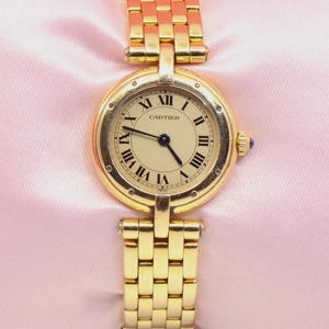 Vintage Ladies' Cartier Panthère Vendome 18K Yellow Gold watch 65.6 GM box&paper