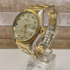 ROLEX Vintage Oyster Date 1501 Two Tone Silver Dial Wrist Watch